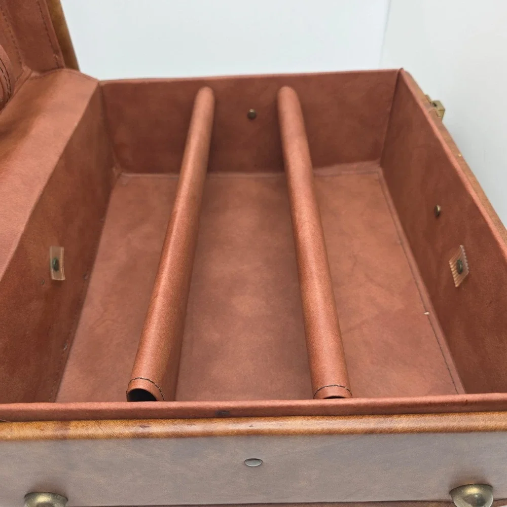 Vintage Travel Bar Case Brown Leather Mid Century Retro Speakeasy‎ Barware 1970s